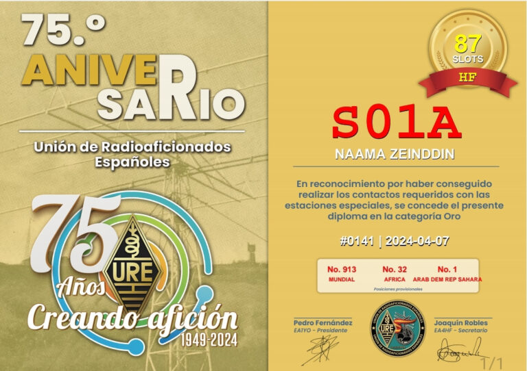 Diplomas de oro, plata y de bronce para los radioaficionados saharauis