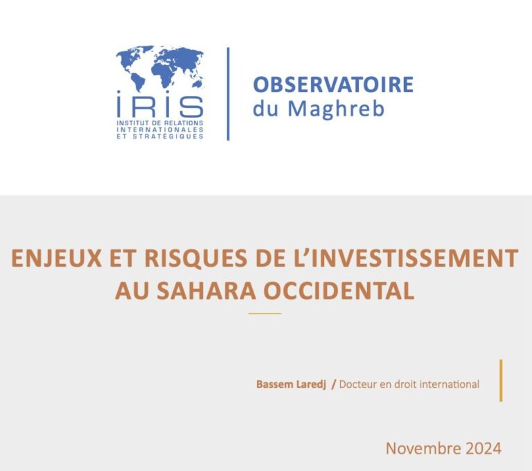 IRIS advierte a las empresas francesas de invertir en el Sáhara Occidental ocupado