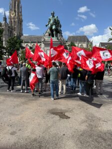 Durante la manifestación de los rifeños en Amberes, Bélgica.